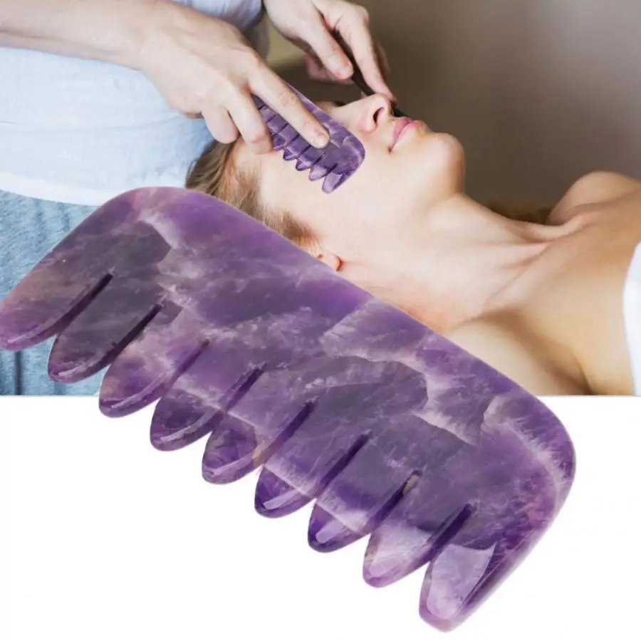 

comb Natural Amethyst Scrapping Comb Body Guasha Comb Massager Health Care Tool beard comb a