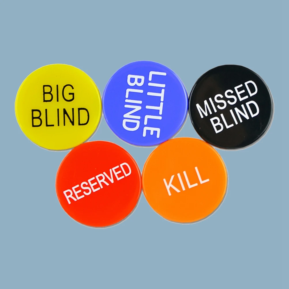 5 шт. 3 см маленькие слепые, большие слепые, пропущенные Bling, Kill, защищены Buck фишки игры для вечерние казино покер карты игры Реквизит