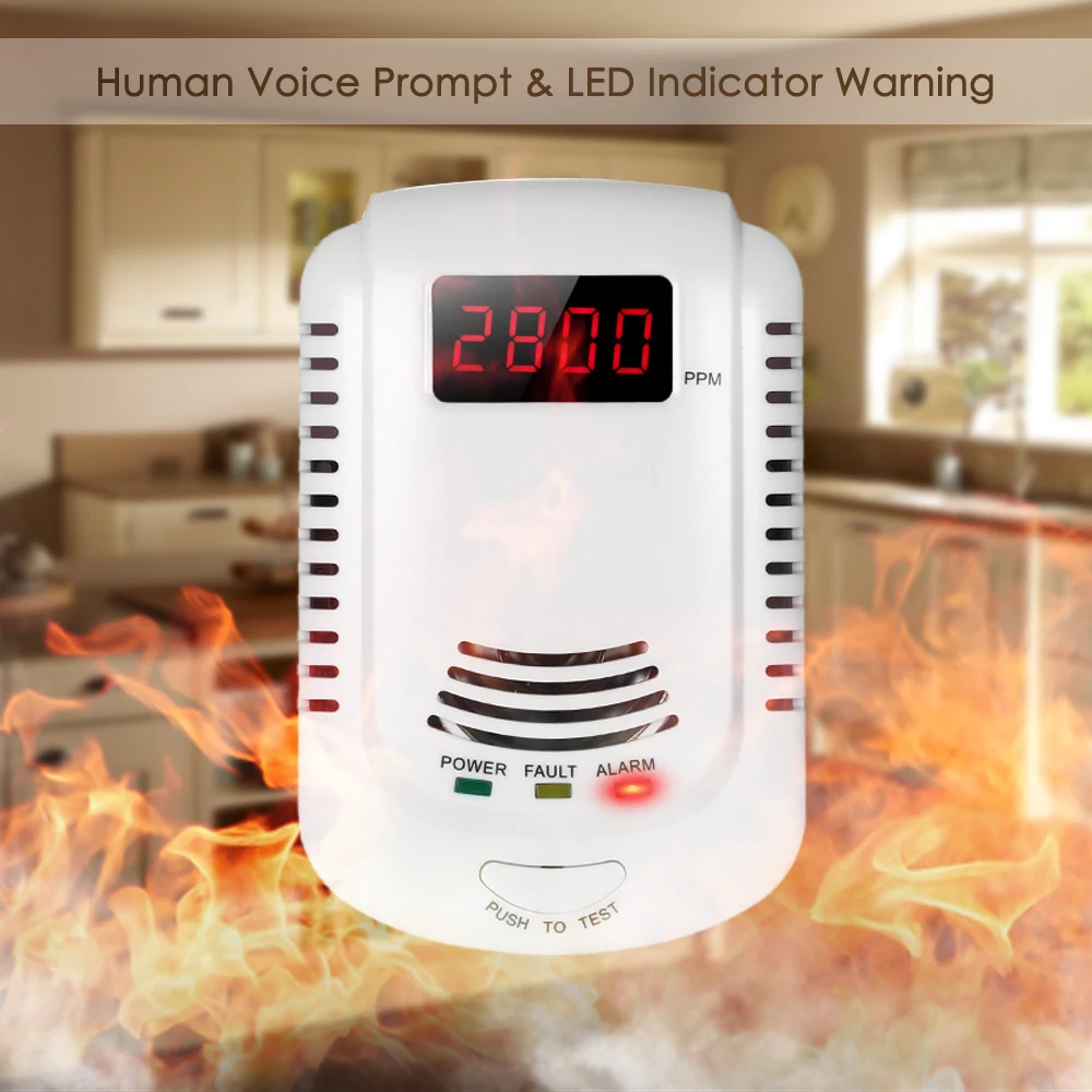 

Plug-in / Battery Operated Gas Alarm Human LED Flashing Warning Home Combustible Gas / Propane / Methane Leak Sensor Detector