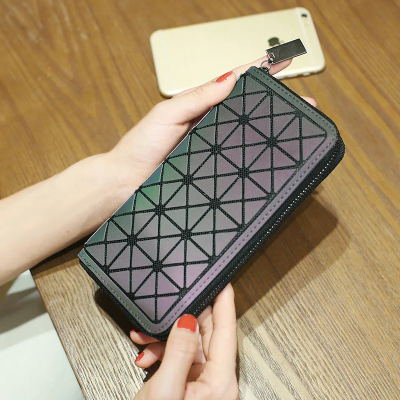 

Japanese Celebrity Inspired Quilted Wallet Geometric Clutch Korean-Style Luminous Color Students Versatile Multi-Functional