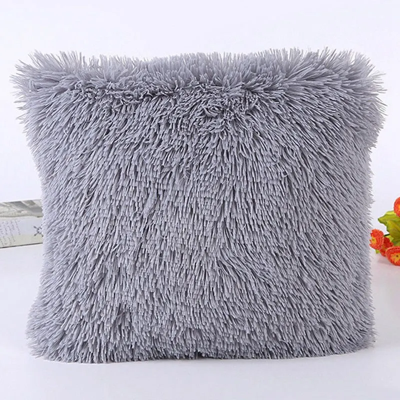 

Fluffy Soft Plush Square Pillow Cushion Case Room Sofa Waist Throw Cushion Cover