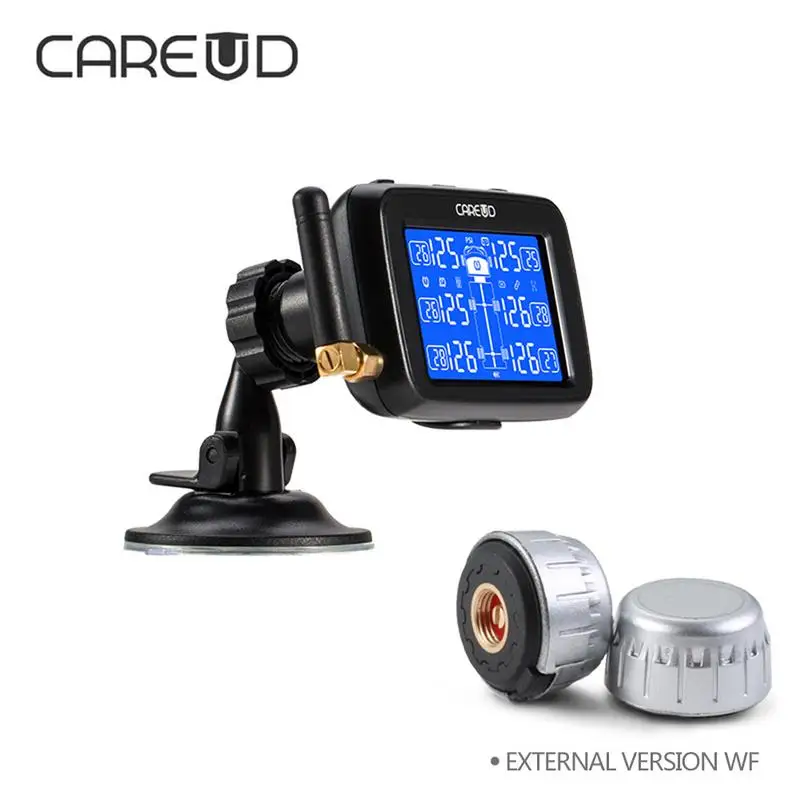 

CAREUD Cars Trucks TPMS Car Wireless Tire Pressure Monitoring System + 6 Wheel External Sensor LCD Battery Replaceable