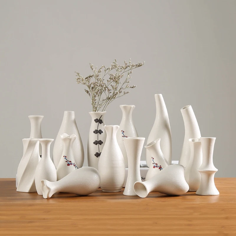

Small Modern White Ceramic Vase Decoration For Flowers Pottery And Porcelain Vases Decorative Figurines & Miniatures