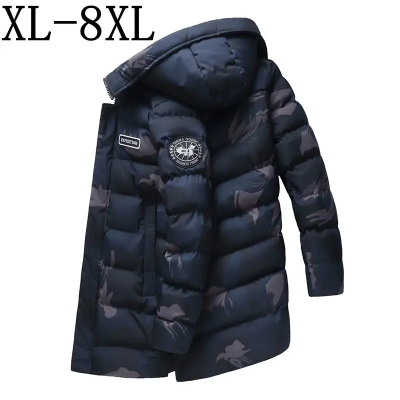 Размер 6XL 7XL 8XL Длинная зимняя куртка мужская-20 градусов утолщенная Теплая мужская парка с капюшоном Мужские куртки пальто хлопок Мужское