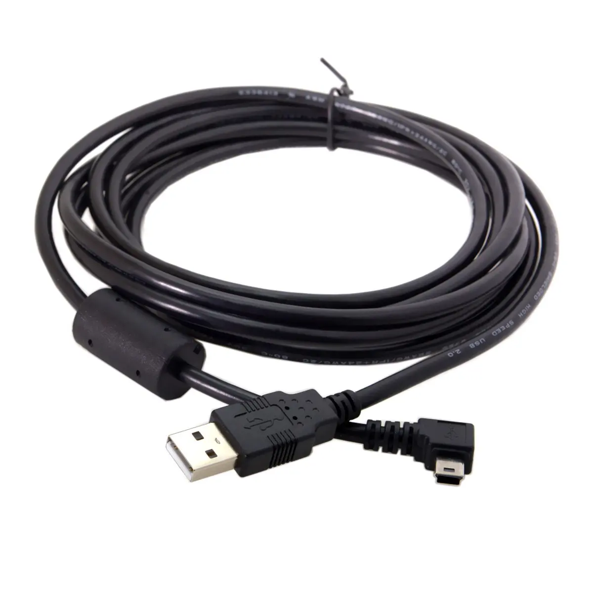 USB Type A male to Mini 5 Pin male up angled 90° black 0.5m