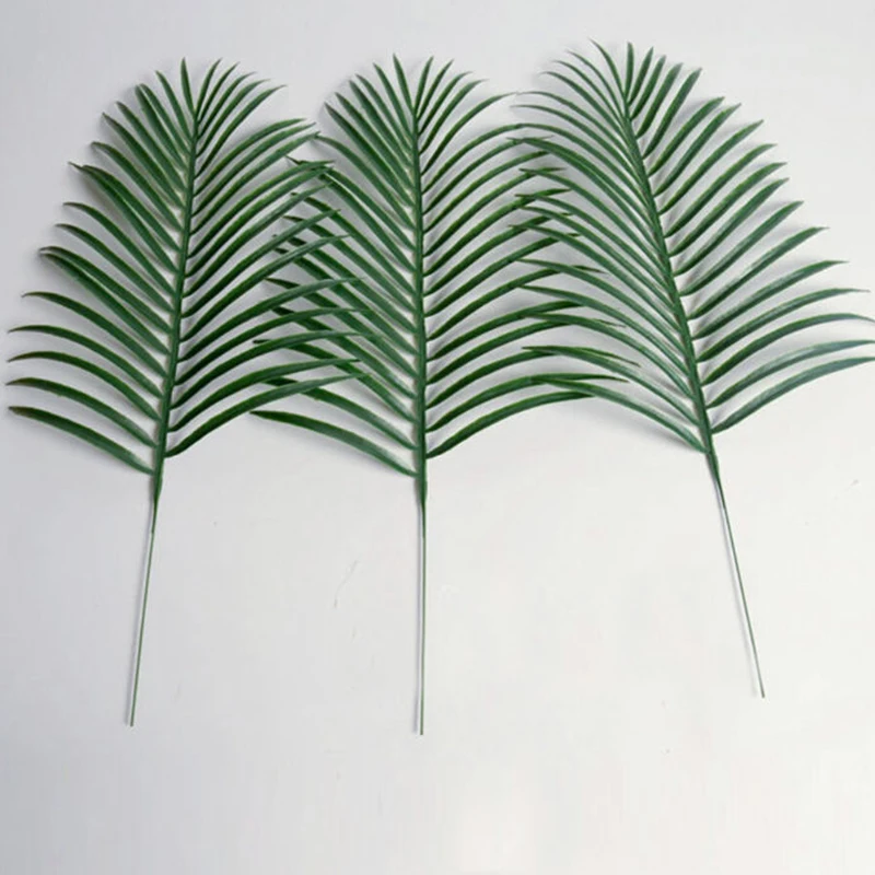 

1pc Big Green Palm Leaf High quality and 100% brand new 49.5cm Plastic Artificial Fake Plant Leaf for Home Office Decor