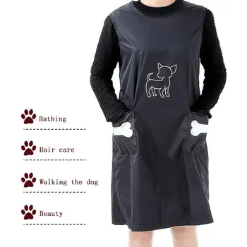 

Cat Dog Bathing Shop Clothes Beautician Overalls Anti-Stick Hair Waterproof Apron Sleeveless with Pockets Cleaning Supplies 20E