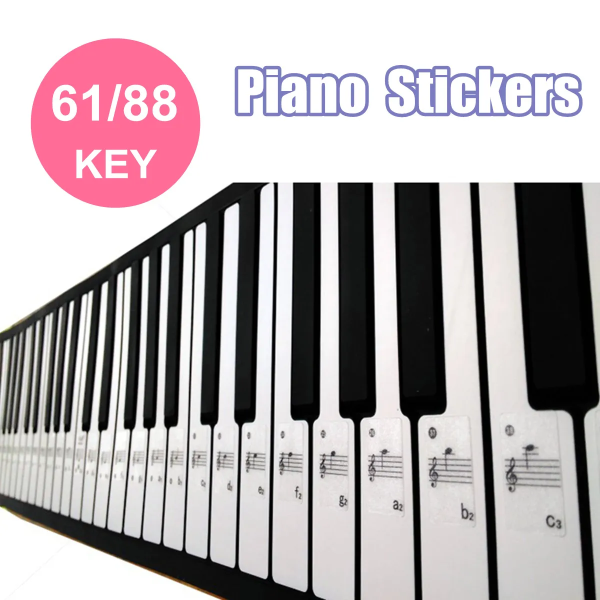 Piano Sticker Transparent Piano Keyboard Sticker 61/88 Key Electronic Keyboard 88 Key Piano Stave Note Sticker For White Keys