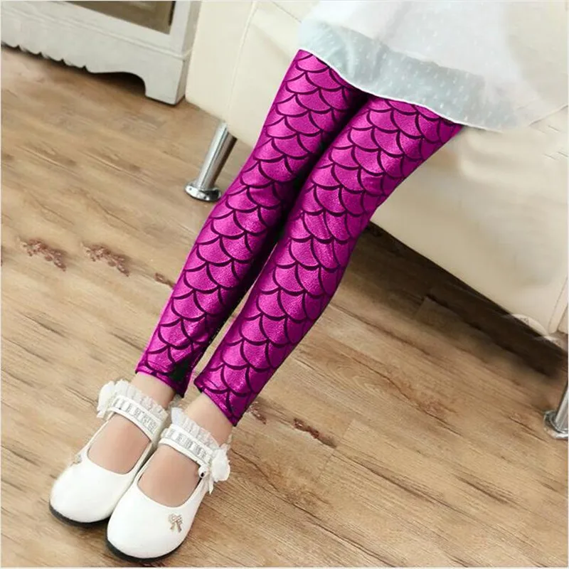 Mermaid Scale Printing Kids Children Girls Leggings Slim Pants Trousers for Summer Autumn Baby Girl Clothes