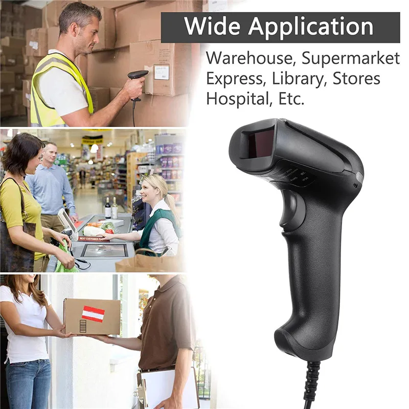 S SKYEE المحمولة USB المحمولة السلكية الباركود ماسحة 1D الباركود قارئ الليزر مسح الباركود ماسحة الأسود ماسح ضوئي يدوي