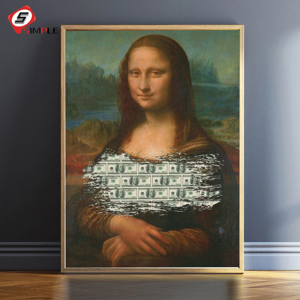 

Abstract Wall Art Canvas Painting Wall Pictures for Living Room Mona Lisa Money Canvas Prints Wall Painting Posters and Prints