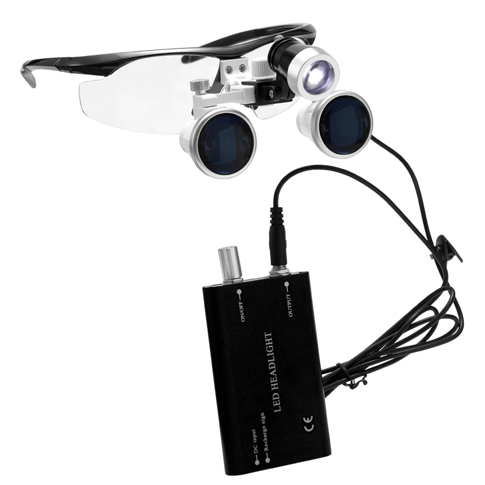 

3.5X Magnification Binocular Dental Loupe Surgery Surgical Magnifier with Headlight LED Light Medical Operation Loupe Lamp