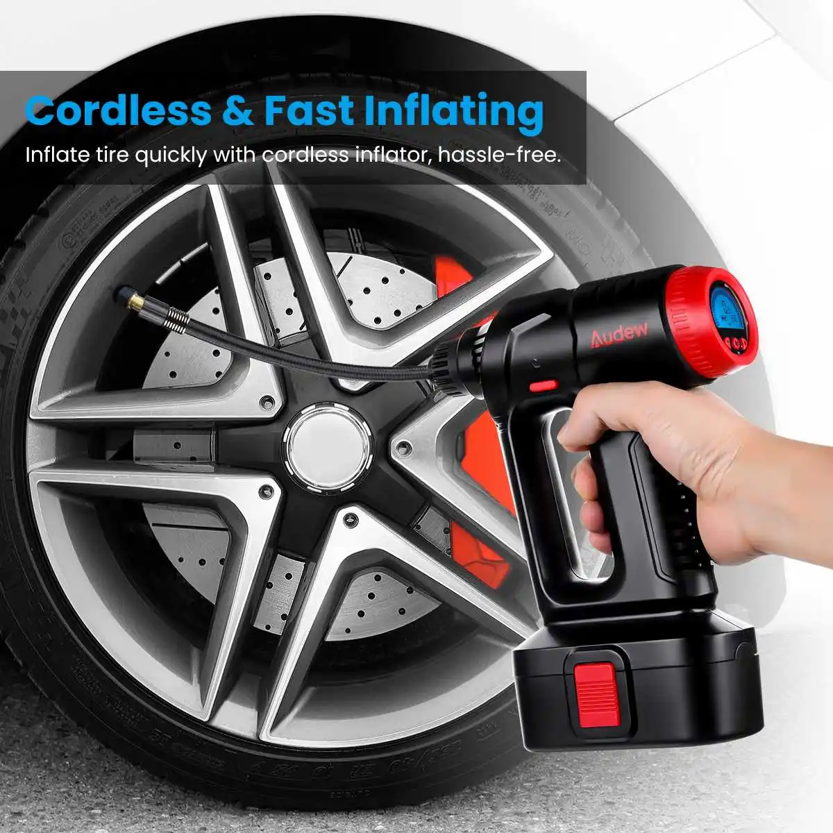 NEW 12V 130PSI Cordless Handheld Air Inflatable Pump Car Tyre Inflator LCD Digital with