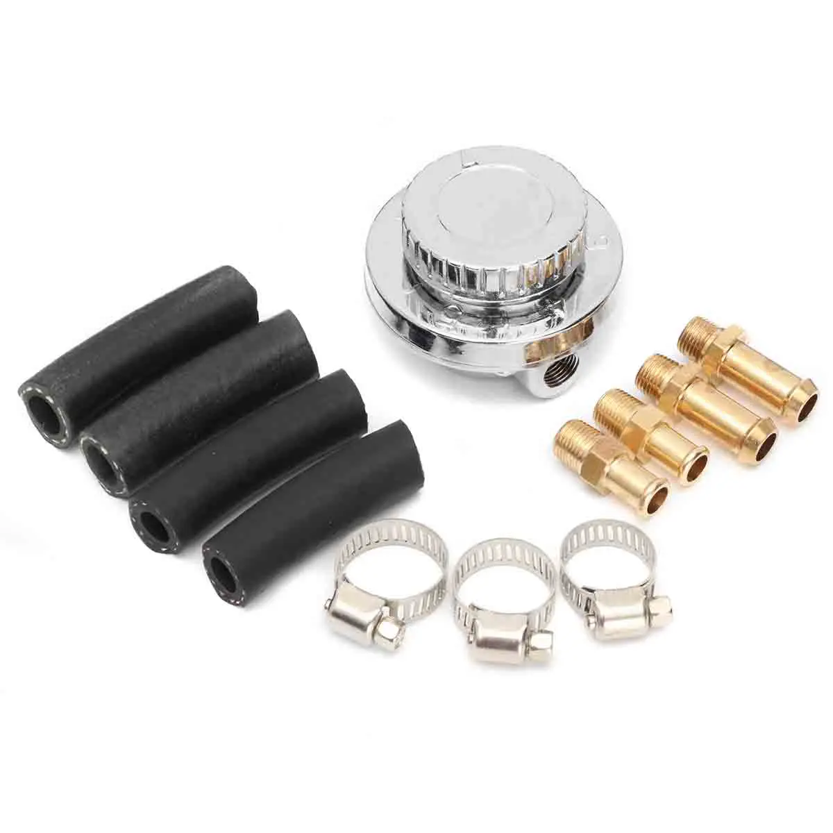 

Adjustable 1-5 PSI Flow Fuel Pressure Carburettor Carb Treatment Regulator + 8mm 10mm Tail