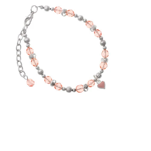 Silvertone Mini Two Sided Pink Heart Beaded Bracelet |