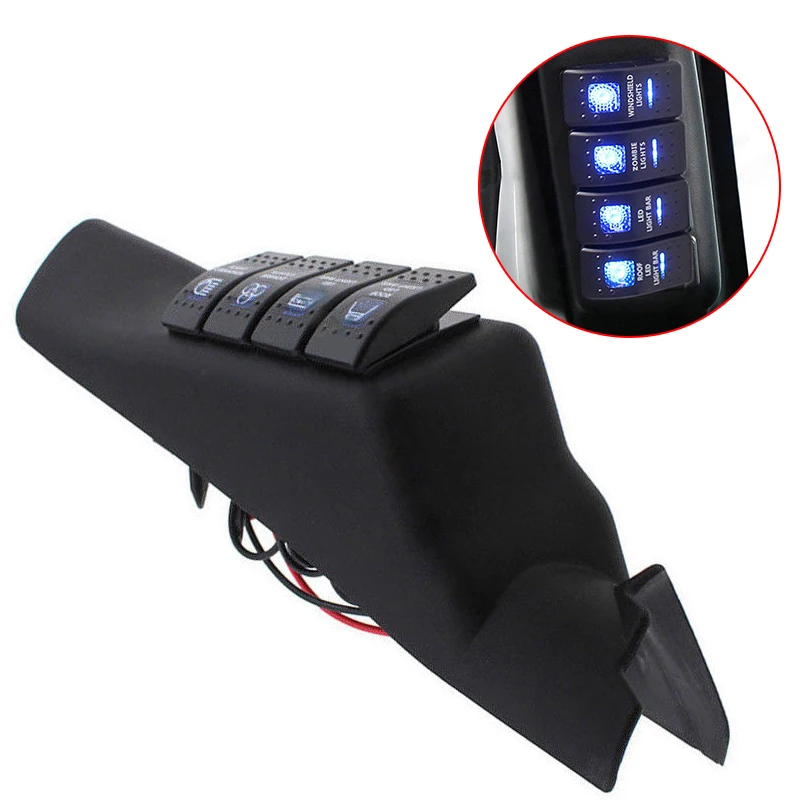 

Car Left A Pillar 4 Gang LED Rocker Switch Panel Pod Kit For Jeep Wrangler 11-18