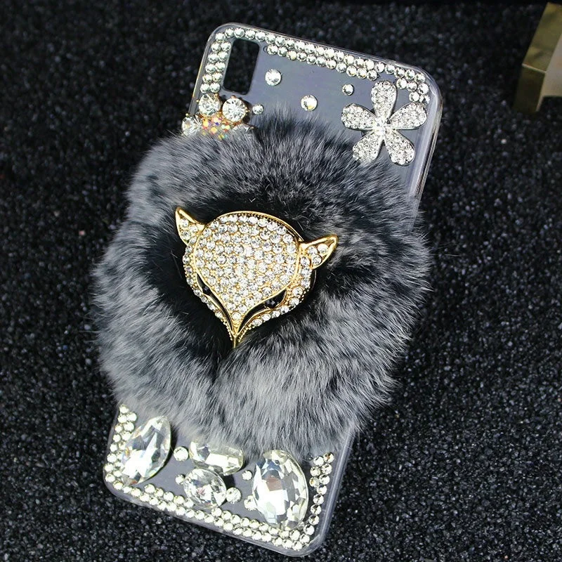 

For Honor 8X MAX Play 7X 7C P Smart 2019 Fluffy Fur Jewelled Case Coque For Huawei Honor 10 Lite 9 lite 8 9 Honor V9 V10 V20