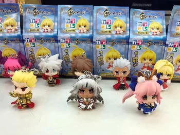 

8pcs/set Anime Fate/EXTELLA Action Figure Tamamo No Mae Saber Gilgamesh Q Ver 5cm Model Mini Keychain Pendants Bag Xmas Gift Toy