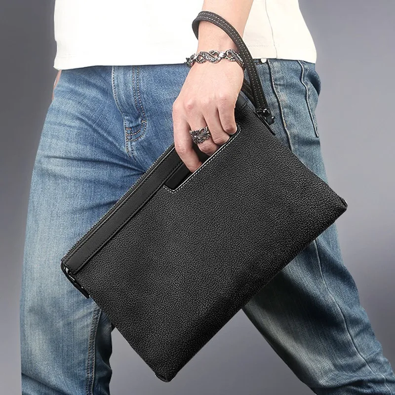 

Fashion Men's Hand Bag Genuine Leather Wallet Men Wallets Clutch Bag Business Handbag Money Bags Phone Purse Porte Monnaie Homme
