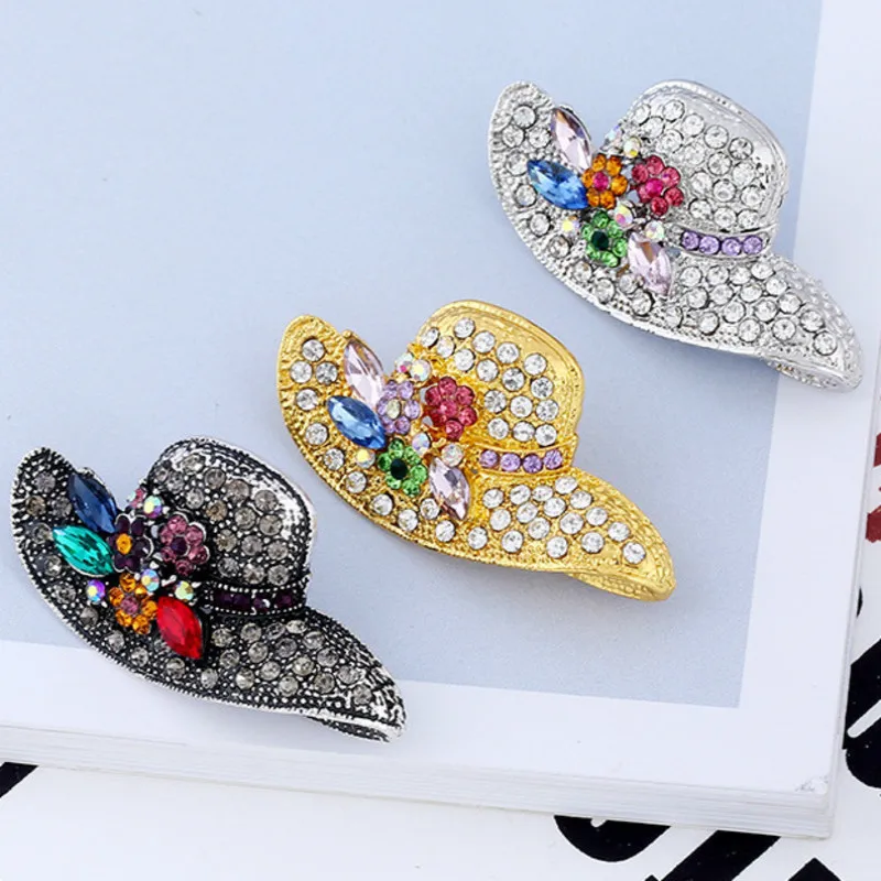 Banquet Full Dress Hat Collar Brooch Fashion Gold Silver Colours Rhinestone Brooches For Women Pins Accessories Gift | Украшения и