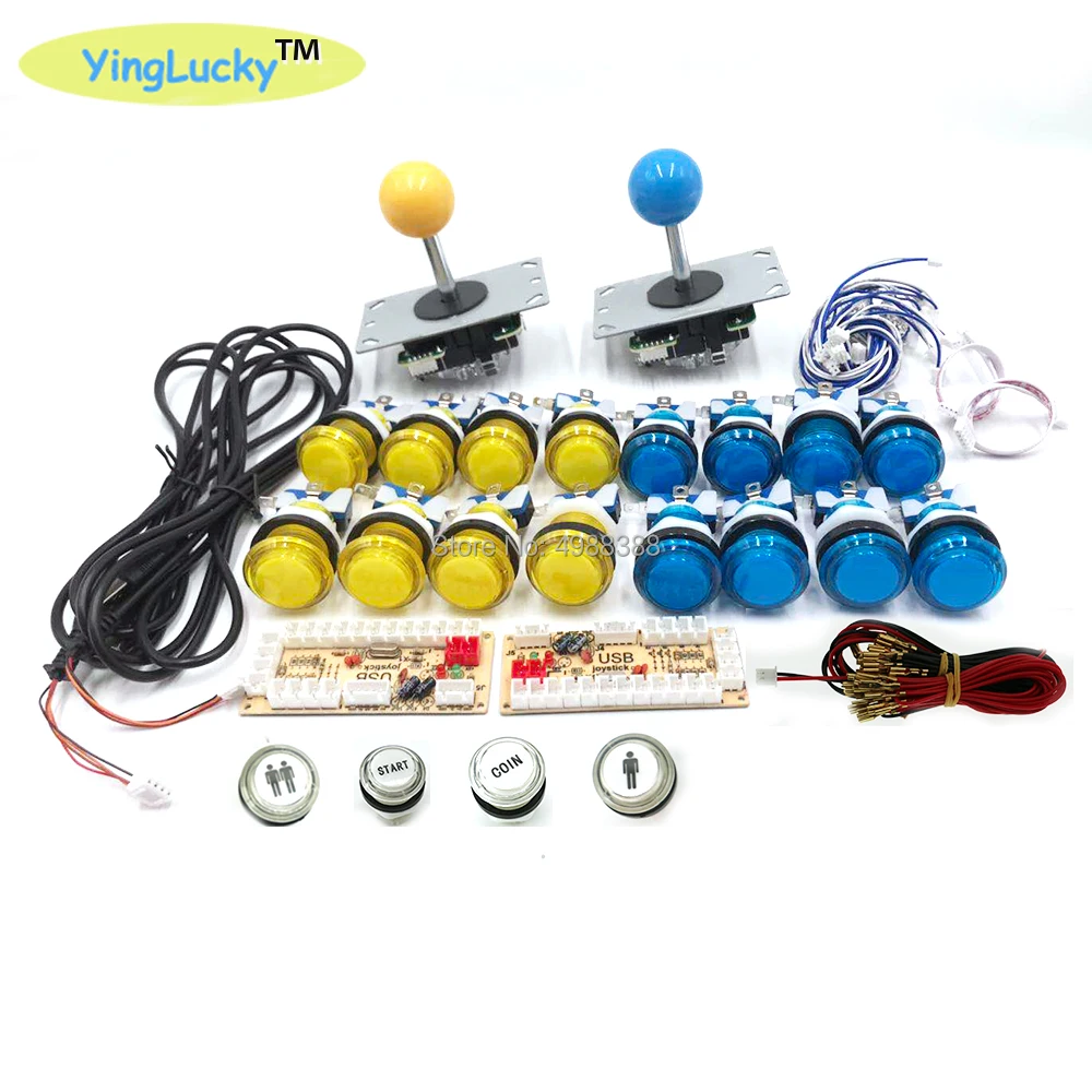 

2 Players Arcade DIY Joystick Kits With 20 LED Arcade Buttons + 2 Joysticks + 2 USB Encoder Kit + Cables Arcade Game Parts Set
