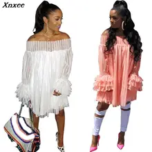 Off The Shoulder Lace Dress Women New Fashion Tiered Flare Sleeve Sexy Mini Dress Party Summer Backless White Lace Dress Vestido white off the shoulder wrap mini dress