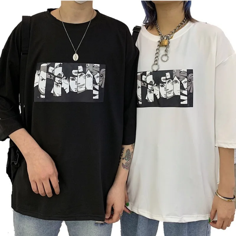 

Japanese Harajuku Naruto Tshirt Streetwear Men Summer Fashion Amine T-shirt Casual Cartoon Print Tops Lover Matching T Shirts