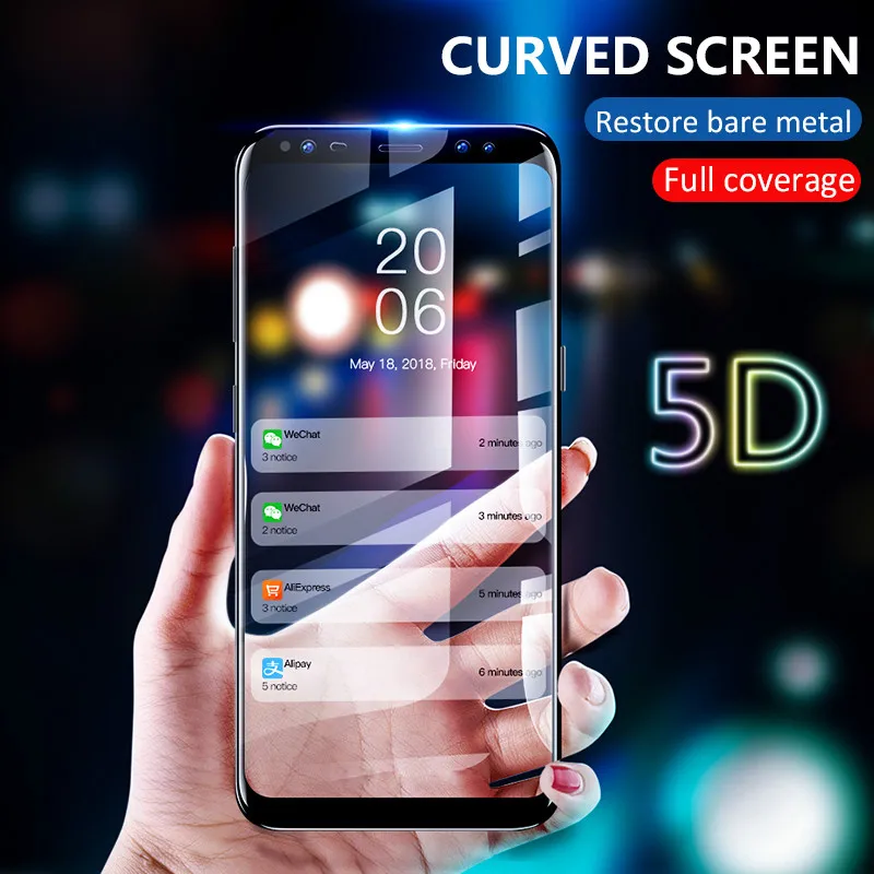 

5D Curved Full Tempered Glass Screen Protector For Samsung Galaxy M20 A30 A50 A40 J4 J8 A6 A8 Plus A750 A7 2018 Protective Film