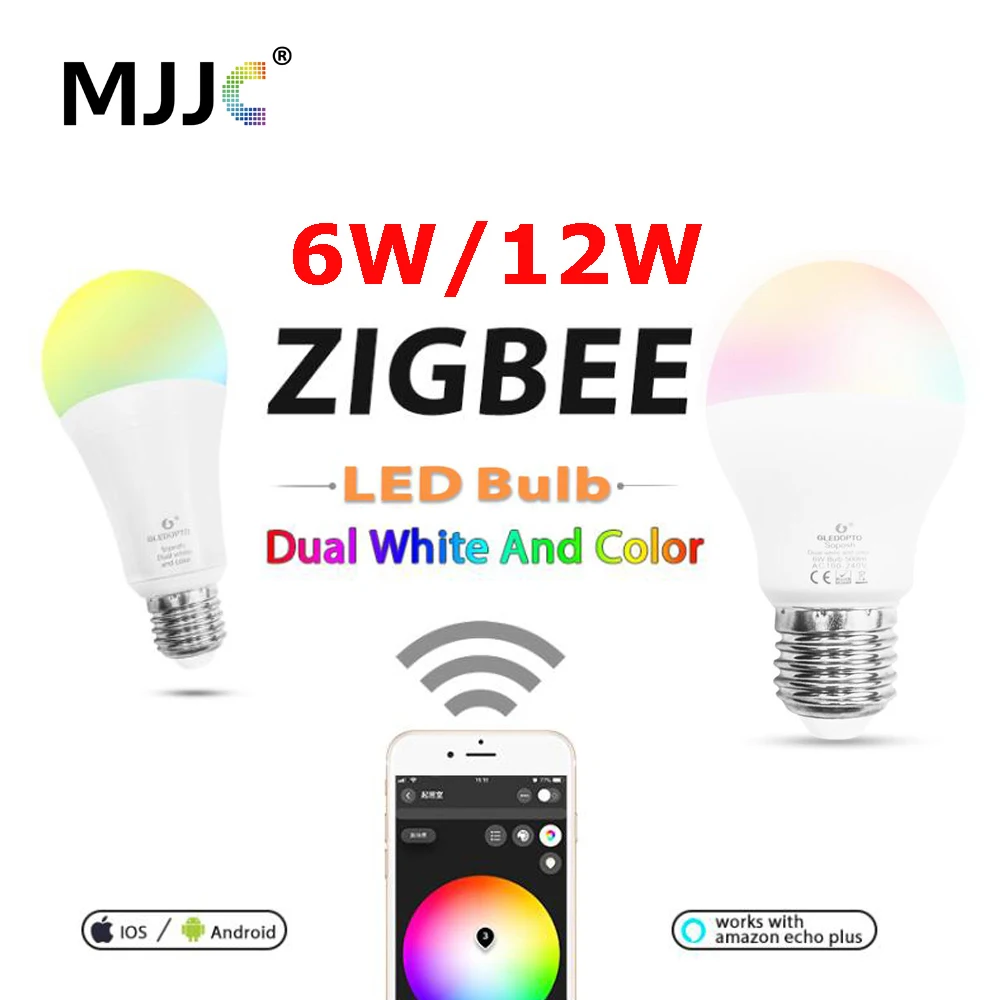 Лампочка Zigbee E27 6 Вт 12 Вт E26 лампа RGB двойная белая умная лампа Zigbee с управлением через приложение светодиодный светильник лампа AC 110 В 220 в 230 В Zigbee ZLL Link