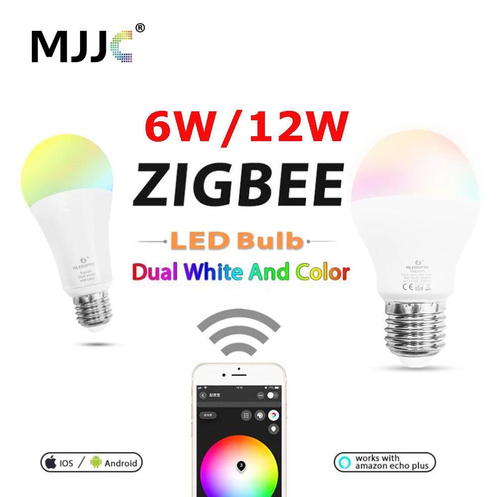 

ZIGBEE Bulb E27 6W 12W E26 Lamp RGB Dual White Zigbee Smart Lamp App Control LED Light Bulb AC 110V 220V 230V Zigbee ZLL Link