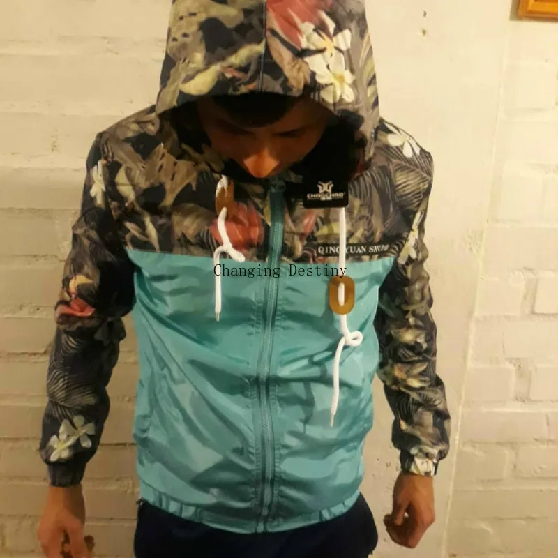 M-4XL Men's Korean Version of The Autumn Hooded Jacket Slim Long-sleeved Men Fashion Printing Windbreaker Casual Coat