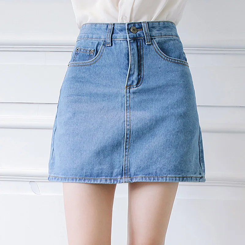 Loyalget женские летние джинсовые юбки с высокой талией юбки размера плюс выше колена мини джинсовая юбка высокого качества синие сексуальные юбки