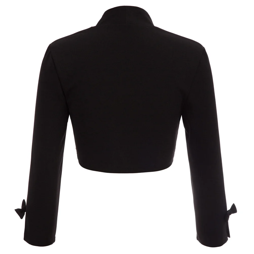 discounted  GK Women 9/10 Sleeve Open Front Cuff Bowknot Cropped Length Coat elgant slim pure color wedding Bri