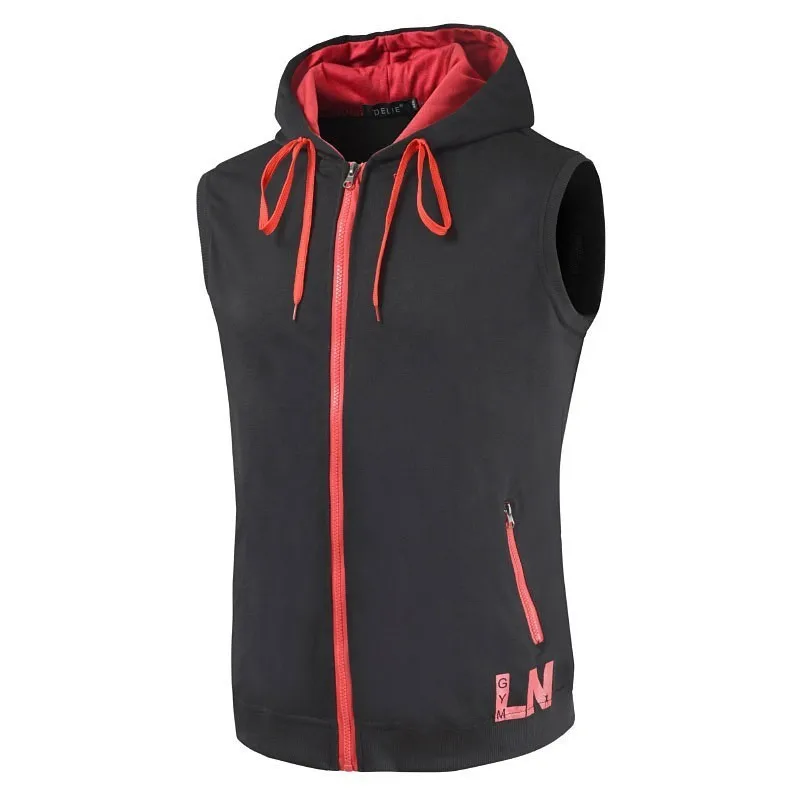 luogen Sleeveless Men Hooded Pullover Zipper Custom Logo Desgin Cardigan Hoodie Teens Tops Off White Sweatshirts Street Wear