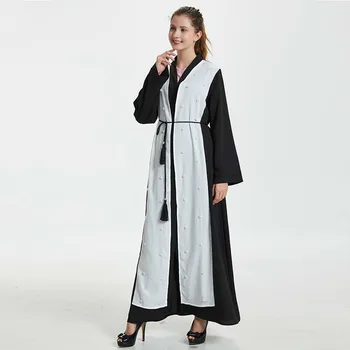 

Muslim Saudi Middle Eastern Women's Cardigan Robes Handmade Beading Abaya Ramadan Arabic Turkish Islamic Prayer Clothing Kaftan