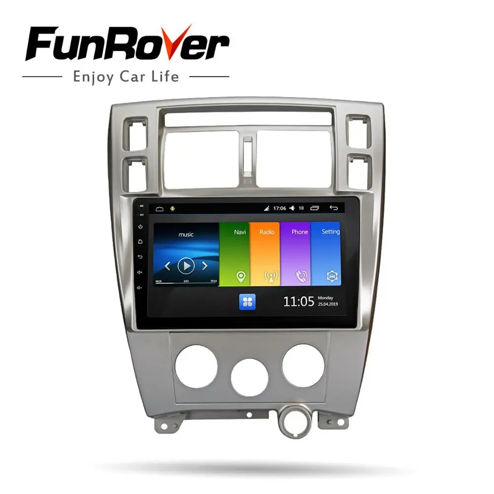 FUNROVER android 9,0 2 din автомобильный dvd мультимедийный плеер для hyundai Tucson 2006- радио gps навигация Стерео Авторадио DSP 2.5D