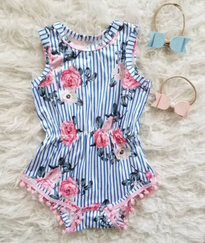 

PUDCOCO Cute Newborn Baby Girl Floral Romper Bodysuit Jumpsuit Summer Outfits Clothes