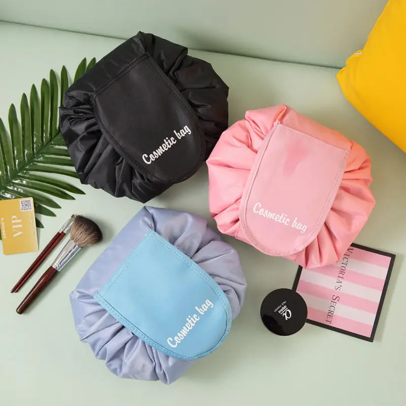 

2018 New Style Fashion Solid Toiletry Bag Lazy Makeup Bag Quick Pack Waterproof Travel String Storage