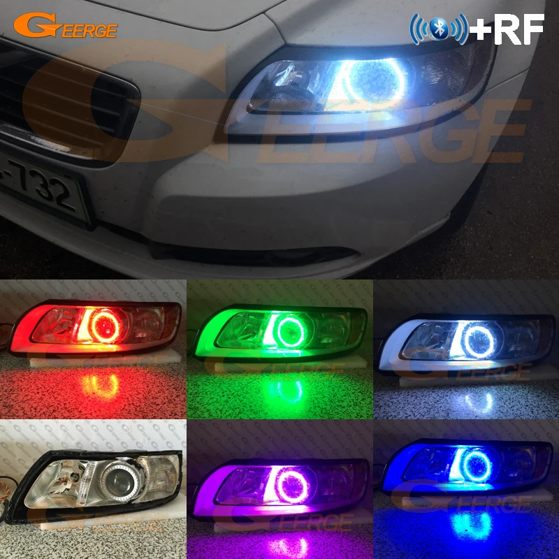 Для Volvo S40 V50 2008 2009 2010 2011 фары RF Bluetooth контроллер многоцветный ультра яркий RGB комплект светодиодов «глаза ангела»