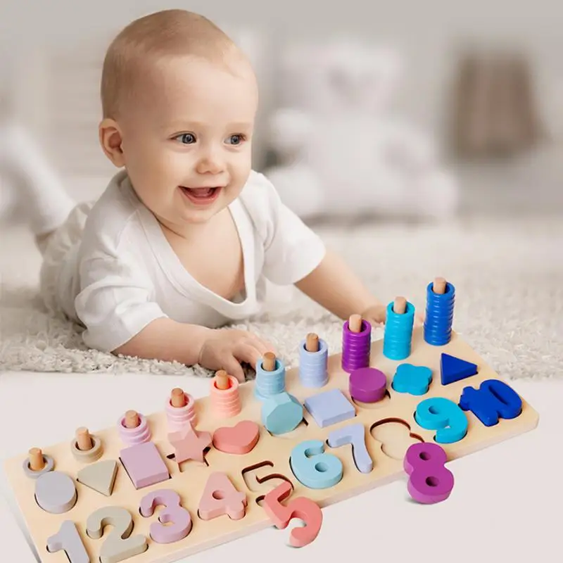 Digital Logarithmic Board Wooden Jigsaw Puzzle Toy Education Wooden