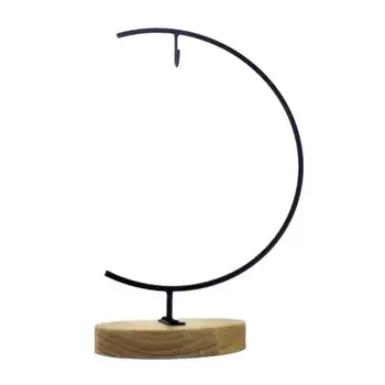 

HOT-Ornament Display Stand / Flower Pot Stand Holder Iron Pothook Stand For Hanging Glass Terrarium (Wood)