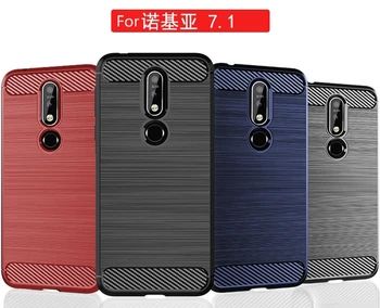 

50pcs/lot Anti shockproof Carbon Fibre Soft TPU Case For Nokia 7.1 6.1 5.1 3.1 2.1 Plus X7 X5 X3 X6