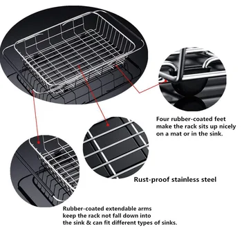 

Dish Rack Over Sink, Adjustable Arms Holder Utensil Drainer Functional Drying Organizer for Vegetable and Fruit,Kitchen organi