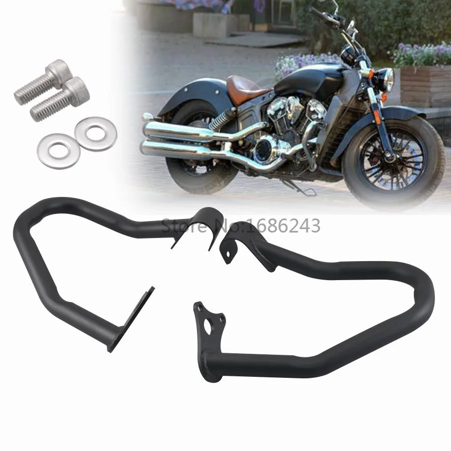 

Pair Iron Black Engine Guard High Way Crash Bar Thickening Fits For Indian Scout 14-18 2015 2016 2017 Bobber 2018