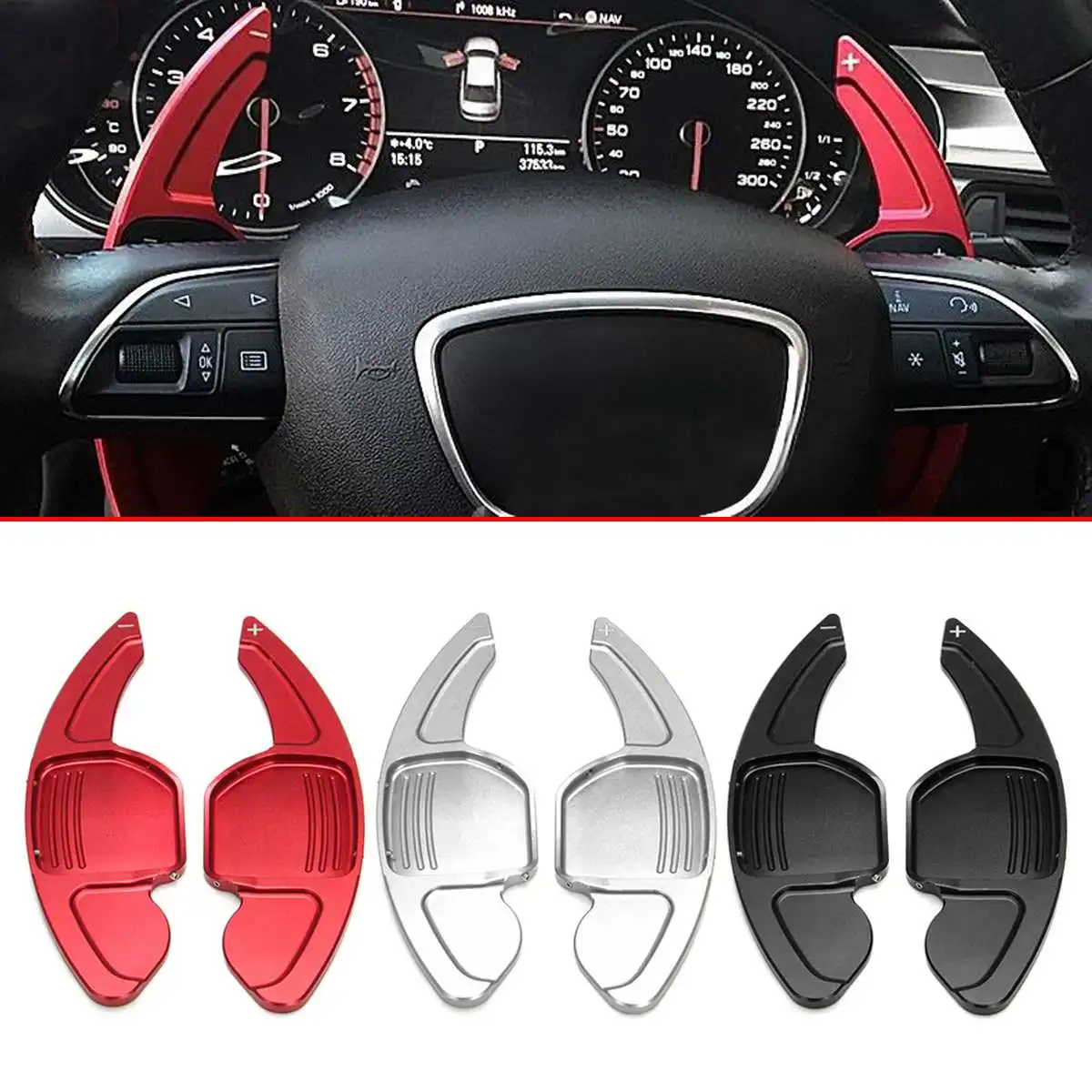 

2x Aluminium Alloy Car Steering Wheel Shifter Gear Shift Paddle Extension For Audi A3-A8 S4-S8 Q3-Q7 TT Paddle Shift Decoration