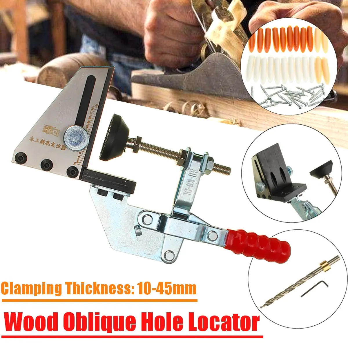 

Portable Wood Oblique Hole Locator Kit Pockets Hole Jig with Clamp Joinery Drill Guide For Carpenter WoodWorking Hardware Tools