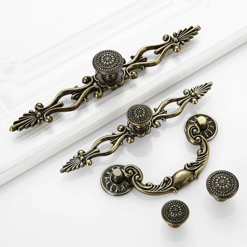 2 pcs Vintage Door Handles Antique Knobs and for Kitchen Cabinets Cupboard Closet Handle Furniture Hardware | Обустройство дома