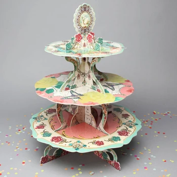 

Three Layers Cake Stand Beautiful Flowers Paper Cake Racks For Children Birthday Party Wedding Decor