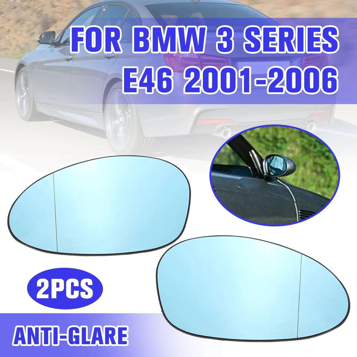 Для BMW M3 E46 2001 2002 2003 2004 2005 2006 правой стороны водителя синий тонированные стекла с подогревом крыло Дверь Зеркало Стекло