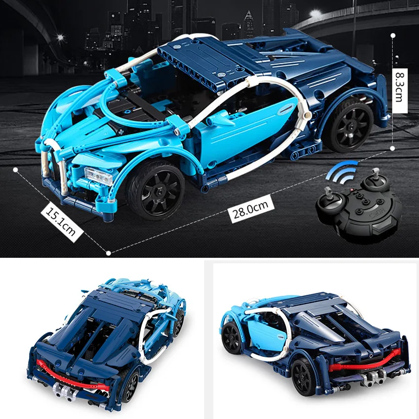 28CM RC Car Bugatties Model Building Blocks Set Rechargeable Battery 419pcs Brick Apply to Legoes LEPINS technic Toys Gift Boy